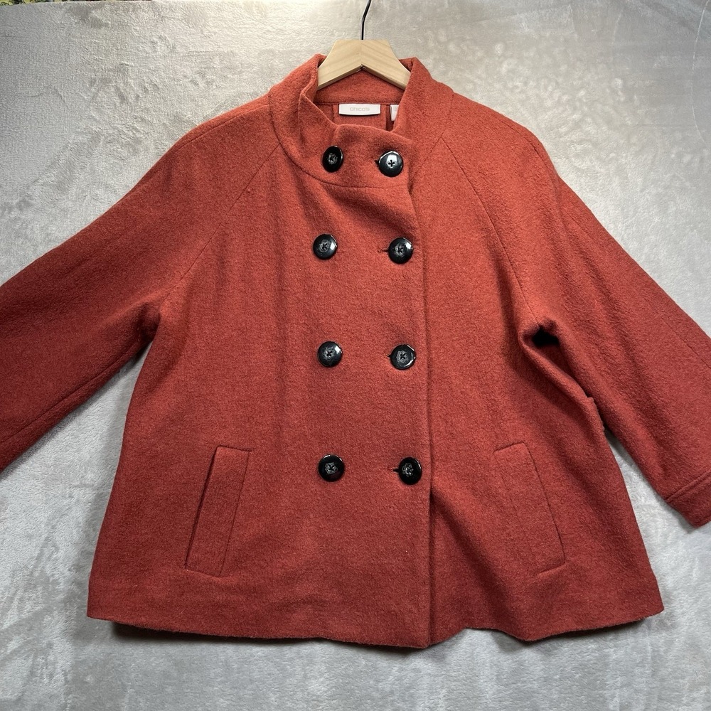 Chico's Women's 100% Wool Double Breasted Coat Blazer Jacket Size 2